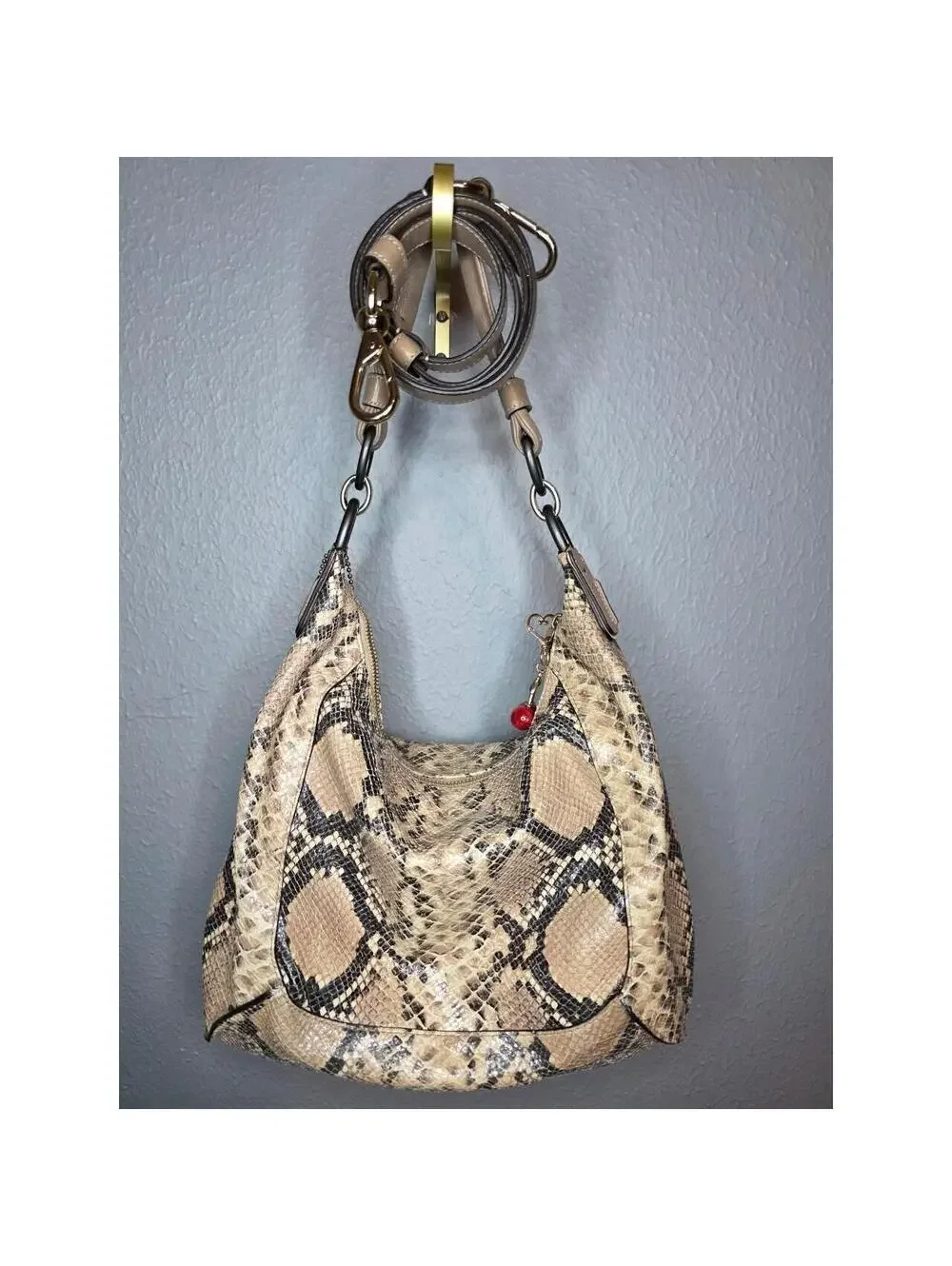 🍒Coach Kristin Embossed Python 2 Way Hobo Bag🍒